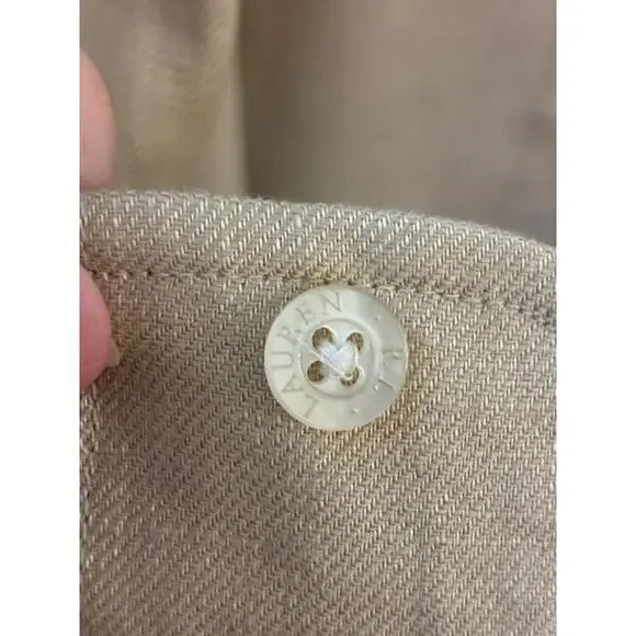LAUREN Ralph Lauren Beige 100% Linen Button Up Shirt Blouse Size 3X - Picture 5 of 5